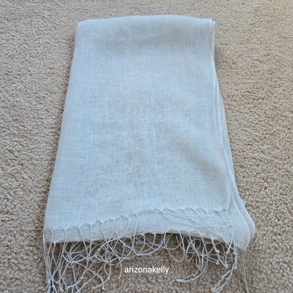 Linen Scarf PALE BLUE - Picture 11 of 14